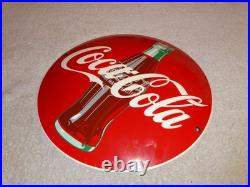 Vintage Coca Cola Soda Bottle Trademark Reg. 12 Domed Porcelain Metal Gas Sign