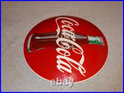 Vintage Coca Cola Soda Bottle Trademark Reg. 12 Domed Porcelain Metal Gas Sign