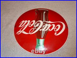Vintage Coca Cola Soda Bottle Trademark Reg. 12 Domed Porcelain Metal Gas Sign