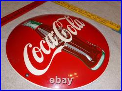 Vintage Coca Cola Soda Bottle Trademark Reg. 12 Domed Porcelain Metal Gas Sign