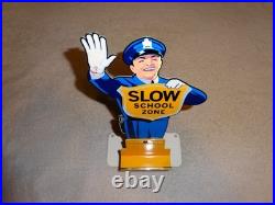 Vintage Coca Cola Stand-up Policeman Slow School Zone 12 Metal Soda Cop Sign