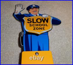 Vintage Coca Cola Stand-up Policeman Slow School Zone 12 Metal Soda Cop Sign