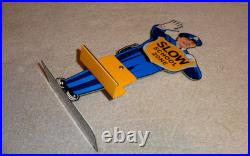 Vintage Coca Cola Stand-up Policeman Slow School Zone 12 Metal Soda Cop Sign