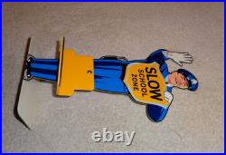 Vintage Coca Cola Stand-up Policeman Slow School Zone 12 Metal Soda Cop Sign