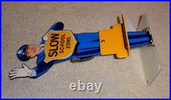 Vintage Coca Cola Stand-up Policeman Slow School Zone 12 Metal Soda Cop Sign