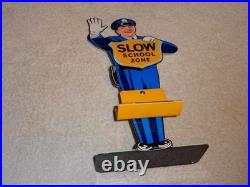 Vintage Coca Cola Stand-up Policeman Slow School Zone 12 Metal Soda Cop Sign
