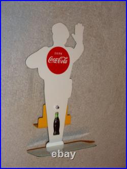 Vintage Coca Cola Stand-up Policeman Slow School Zone 12 Metal Soda Cop Sign
