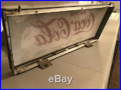 Vintage Coke Machine Sign Coca Cola Door Display Sign Metal Frame Authentic