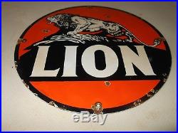 Vintage Collectible 12 Metal PorcelaIn LION GASOLINE Sign