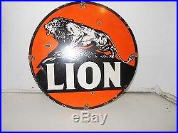 Vintage Collectible 12 Metal PorcelaIn LION GASOLINE Sign