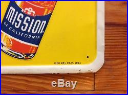 Vintage Collectible c. 1950 Mission Orange Soda 23 3/4 Embossed Metal Sign