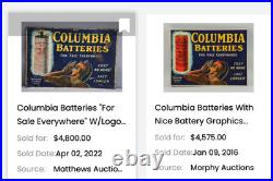 Vintage Columbia Dry Cell Batteries +devil 16 Porcelain Metal Gasoline Oil Sign