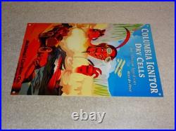 Vintage Columbia Dry Cells Car Battery +devil 12 Satin Metal Gasoline Oil Sign