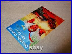 Vintage Columbia Dry Cells Car Battery +devil 12 Satin Metal Gasoline Oil Sign