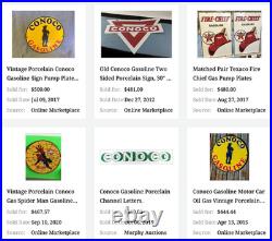 Vintage Conoco Gasoline Minuteman +cities Service Koolmotor Porcelain Metal Sign