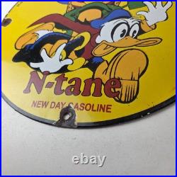 Vintage Conoco Gasoline Sign Porcelain Metal Gas Station Motorcycle Ducks Sign