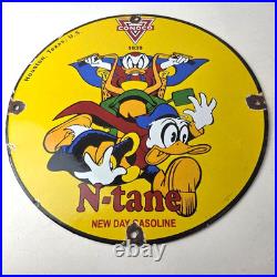 Vintage Conoco Gasoline Sign Porcelain Metal Gas Station Motorcycle Ducks Sign