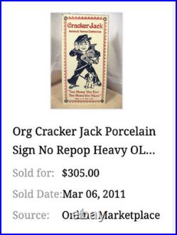 Vintage Cracker Jack Candy Sailor & Dog More You Eat Snack Porcelain Metal Sign