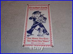 Vintage Cracker Jack Candy Sailor & Dog More You Eat Snack Porcelain Metal Sign
