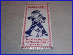Vintage Cracker Jack Candy Sailor & Dog More You Eat Snack Porcelain Metal Sign