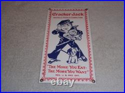 Vintage Cracker Jack Candy Sailor & Dog More You Eat Snack Porcelain Metal Sign