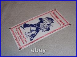 Vintage Cracker Jack Candy Sailor & Dog More You Eat Snack Porcelain Metal Sign