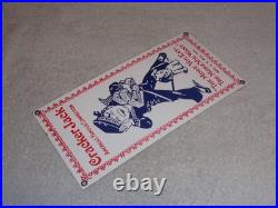 Vintage Cracker Jack Candy Sailor & Dog More You Eat Snack Porcelain Metal Sign