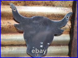 Vintage Crow Creek Ranch Porcelain Sign Old Cattle Grazing Cow Steer Wyoming
