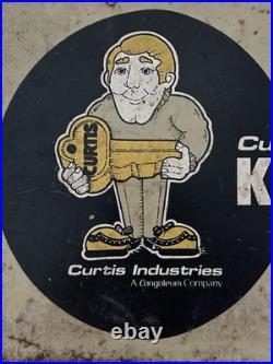 Vintage Curtis Industries Double Sided Metal Advertising Keys Made Here Sign