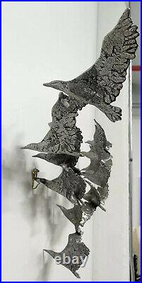 Vintage Curtis Jere Birds In Flight Aluminum 3D Hanging Wall Sculpture 52 HTF