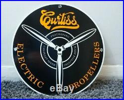 Vintage Curtiss Propellers Gasoline Porcelain Sign Gas Oil Metal Station Pump