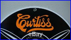 Vintage Curtiss Propellers Gasoline Porcelain Sign Gas Oil Metal Station Pump