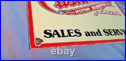 Vintage Cushman Porcelain Metal Motor Bike Sales Service Dealer Sign