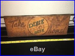 Vintage DIXIE 45 BEER Metal DOOR PUSH Store Sign NEW ORLEANS Advertising RARE