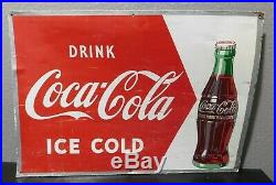 Vintage DRINK ICE COLD COCA COLA Coke Soda Pop Metal Sign ROBERTSON RARE