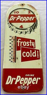 Vintage DR PEPPER Frosty Cold Metal THERMOMETER SIGN- Thermometer Accurate