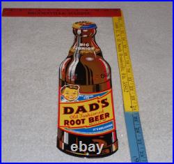 Vintage Dad's Root Beer Big Junior Size 15 Metal Dads Soda, Gasoline & Oil Sign