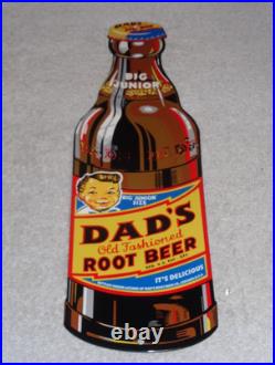 Vintage Dad's Root Beer Big Junior Size 15 Metal Dads Soda, Gasoline & Oil Sign