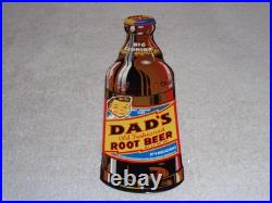 Vintage Dad's Root Beer Big Junior Size 15 Metal Dads Soda, Gasoline & Oil Sign