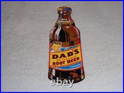 Vintage Dad's Root Beer Big Junior Size 15 Metal Dads Soda, Gasoline & Oil Sign