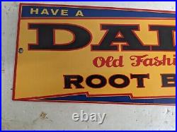 Vintage Dad's Root Beer Soda Pop Metal Porcelain Gas Station Sign