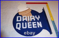 Vintage Dairy Queen Ice Cream Cone 20 X15 Metal 2 Sided Blizzard Flange Sign