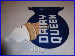 Vintage Dairy Queen Ice Cream Cone 20 X15 Metal 2 Sided Blizzard Flange Sign