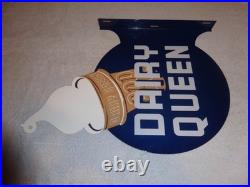 Vintage Dairy Queen Ice Cream Cone 20 X15 Metal 2 Sided Blizzard Flange Sign