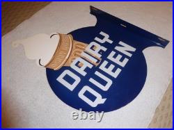 Vintage Dairy Queen Ice Cream Cone 20 X15 Metal 2 Sided Blizzard Flange Sign