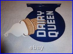 Vintage Dairy Queen Ice Cream Cone 20 X15 Metal 2 Sided Blizzard Flange Sign
