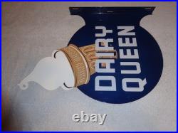 Vintage Dairy Queen Ice Cream Cone 20 X15 Metal 2 Sided Blizzard Flange Sign