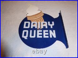 Vintage Dairy Queen Ice Cream Cone 20 X15 Metal 2 Sided Blizzard Flange Sign