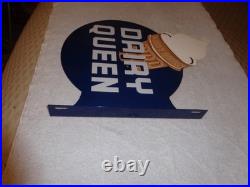 Vintage Dairy Queen Ice Cream Cone 20 X15 Metal 2 Sided Blizzard Flange Sign