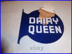 Vintage Dairy Queen Ice Cream Cone 20 X15 Metal 2 Sided Blizzard Flange Sign